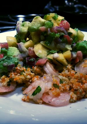 A picture of Shrimp pockets with mango salsa.