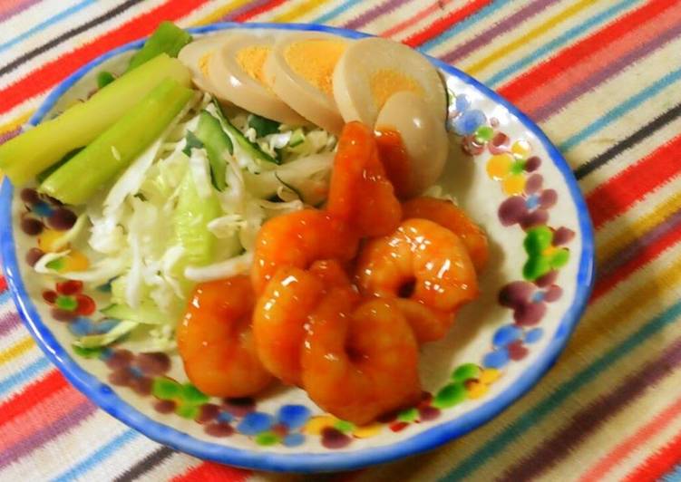 Steps to Make Homemade Simple Chili Shrimp with Boiled Shrimp