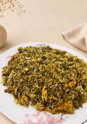عکسی از دستور شوید پلو با عدس