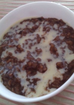 A picture of Pam's Champurado (chocolate rice porridge).