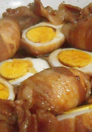 A picture of My Family's Recipe♪ Egg and Pork Belly Wraps.