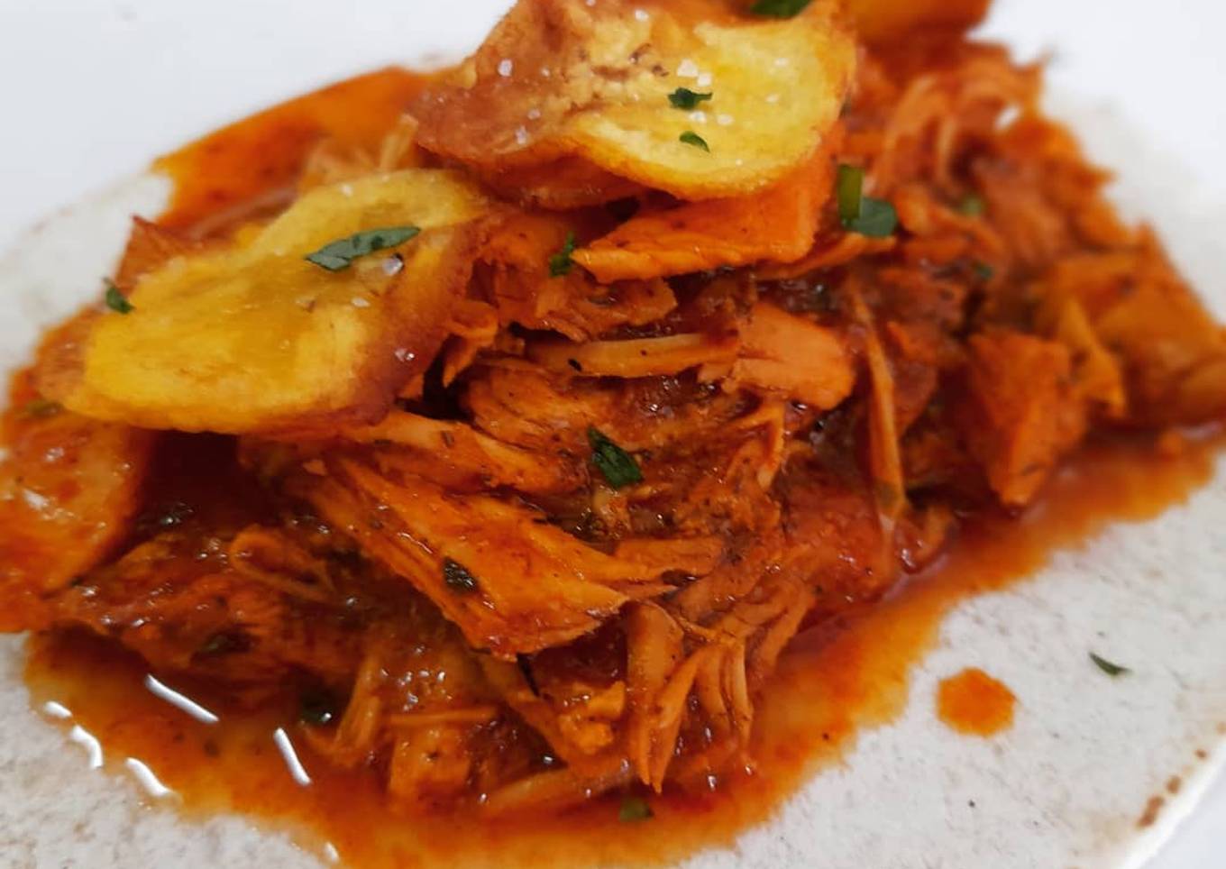 Tortita de "cochinita pibil" de pollo