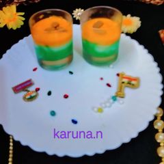 A picture of China grass tri color agar agar pudding for independence day.