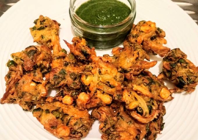 Spinach Onion corn peas pakode