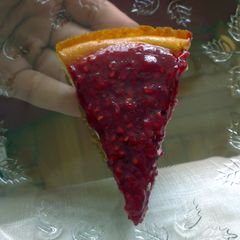 A picture of raspberry cheesecake.