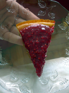 A picture of raspberry cheesecake.