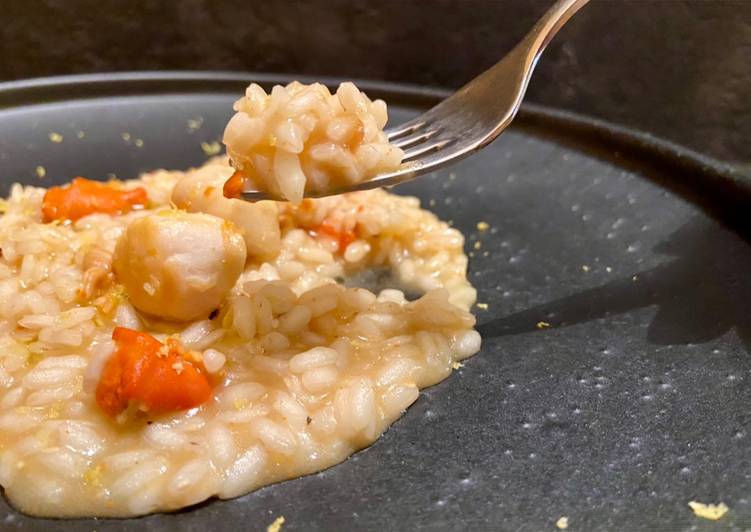 Risotto “affumicato” con capesante e agrumi