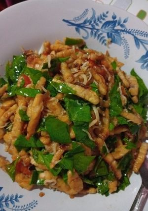 Foto resep Oseng tempe, teri medan, daun melinjo