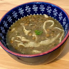 A picture of Rashta - Lentil soup with homemade noodles.
