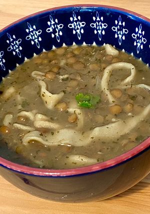 A picture of Rashta - Lentil soup with homemade noodles.