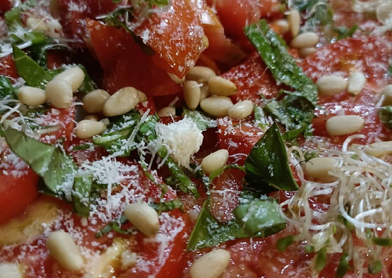 🌱Carpaccio de tomates Parmesan Basilic