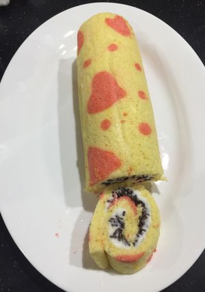 Foto resep Japanese roll cake bermotif