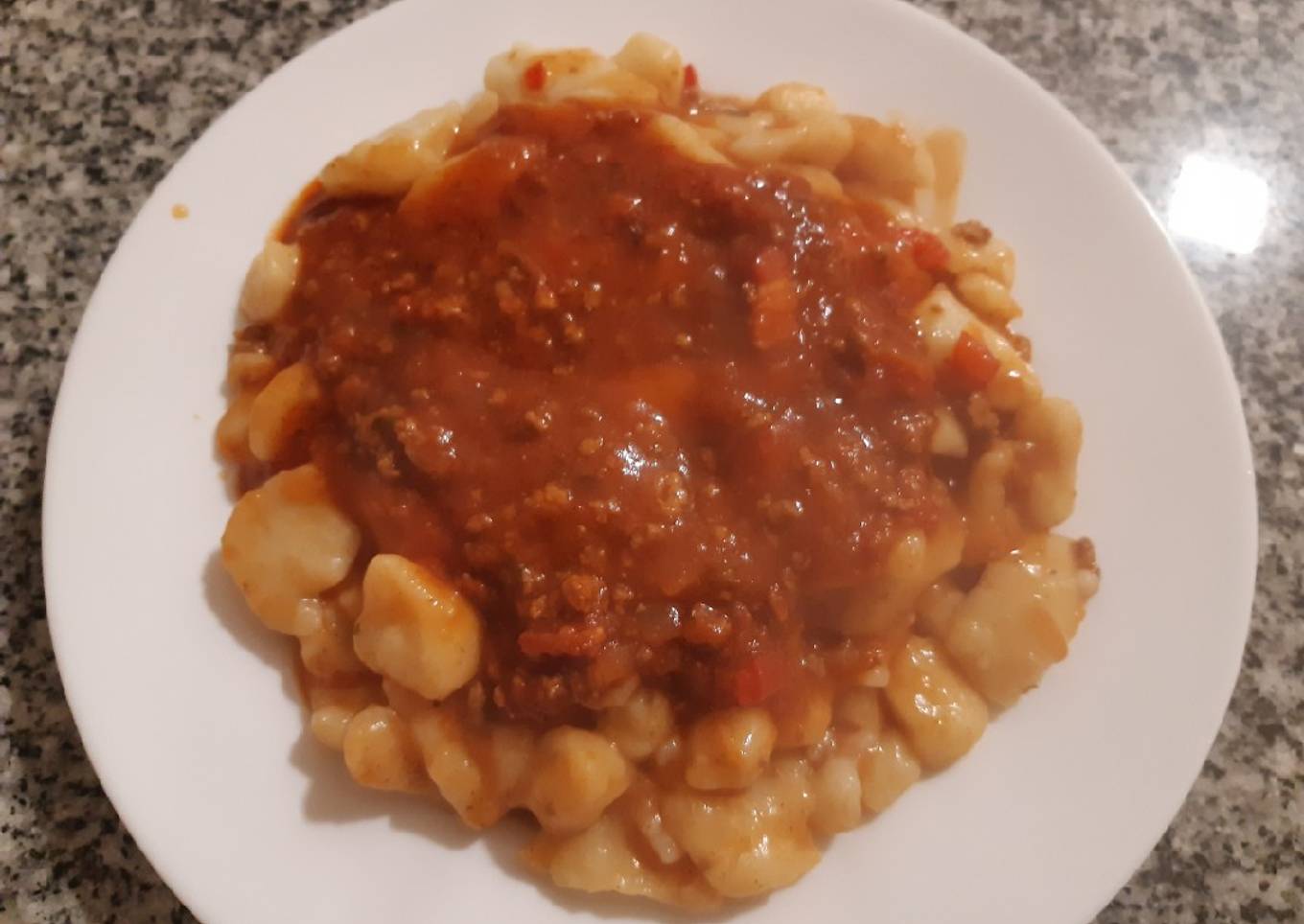 Ñoquis con salsa falsa boloñesa 🇺🇾