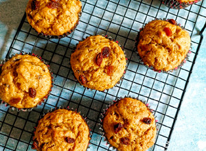 A picture of Whole Wheat Banana Raisin Muffins.