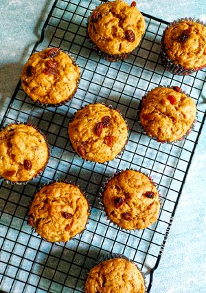 A picture of Whole Wheat Banana Raisin Muffins.