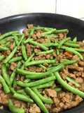Buncis cah daging palsu (protena)