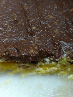 Una foto de Postre de mango y mousse de chocolate