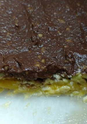 Una foto de Postre de mango y mousse de chocolate
