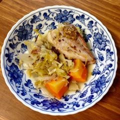 A picture of German-style Braised Pork and Sauerkraut.