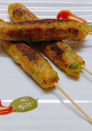 A picture of Poha Potato Veggies Kebabs.