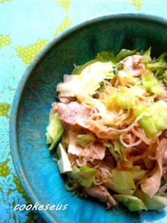 A picture of Stir-fried Pork, Cabbage, and Shirataki Noodles.