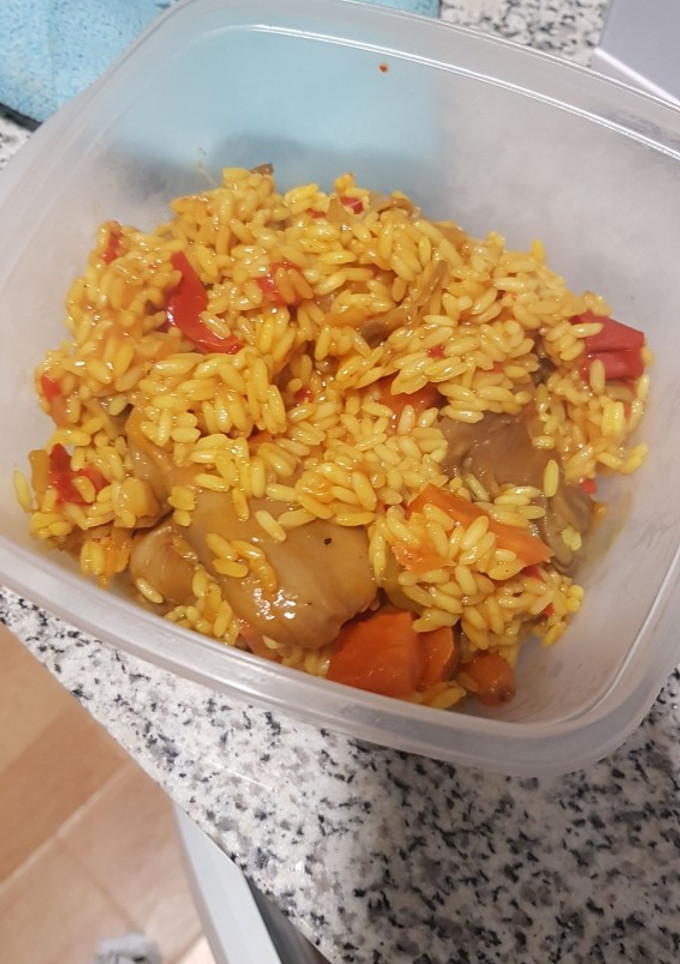 Una foto de Arroz con verduras y setas