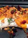 Baked cod with crispy chorizo and cheese topping