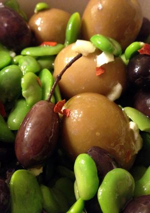 A picture of Fava Beans and Olives.