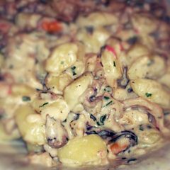 A picture of Omg! Creamy Seafood Gnocchi.