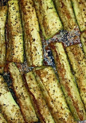 A picture of Parmesan crusted zucchini fries.