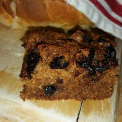 A picture of No sugar added gluten free Blueberry carrot protein cake.