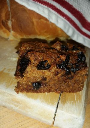 A picture of No sugar added gluten free Blueberry carrot protein cake.