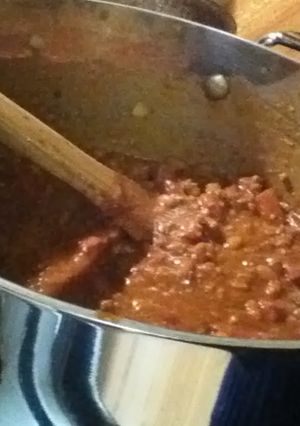 A picture of Cowboy Chili ( from leftovers!).
