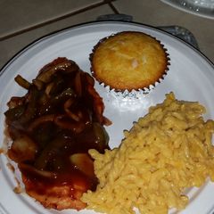 A picture of Baked BBQ chicken with Peppers & Onions.