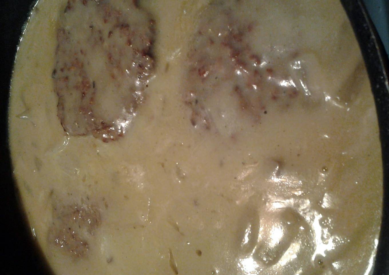 grilled hamburgers smothered in gravy