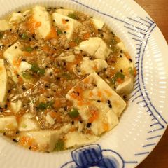 A picture of Silken Tofu with Ground Chicken in Colorful Sauce.