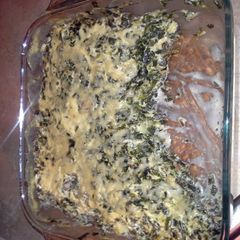A picture of spinach and artichoke casserole.