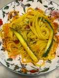One-Pan Spaghetti with Clams, Zucchini, and Saffron