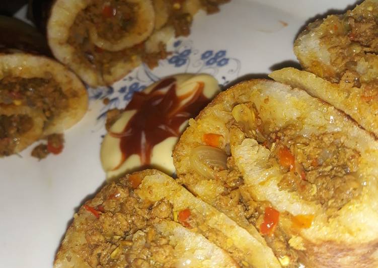 Recipe of Perfect Sinasir (rice pancake) with minced meat