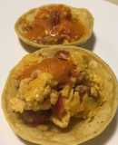 Chalupitas de chistorra y huevo