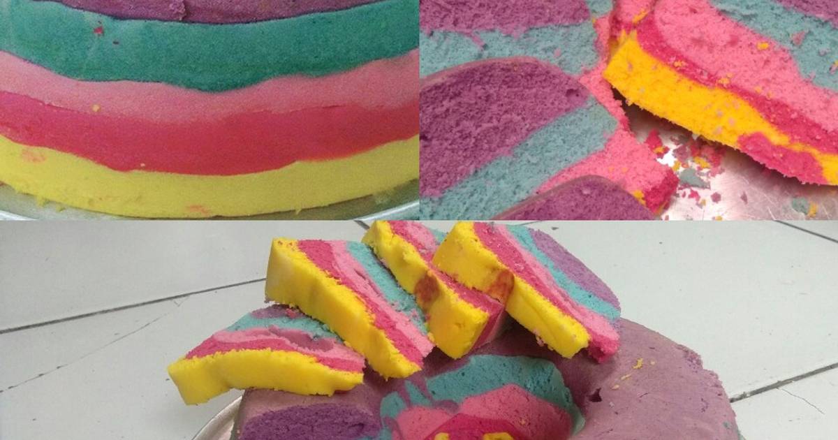 Resep Rainbow Cake Kukus Lembut Oleh Teris Ekamila Cookpad