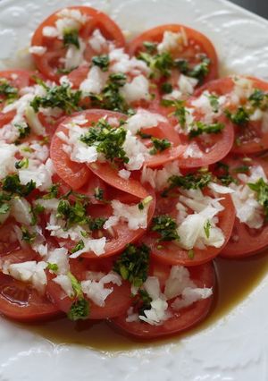 A picture of Tomato Salad! With Japanese-Style Dressing.