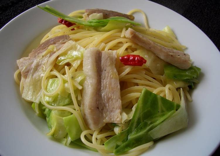 Pasta with Salted Pork and Cabbage