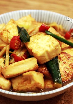 蔥燒豆腐 的食譜成品照片