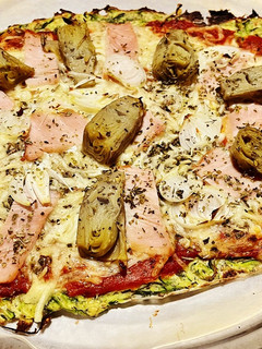 Una foto de Pizza con base de calabacín