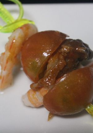 Una foto de Banderillas de zamburiñas y gambas saladitas