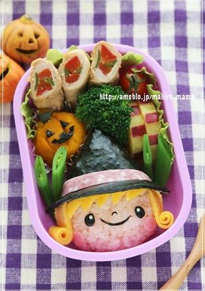 A picture of Halloween Charaben (Character Bento) Little Witch Girl.