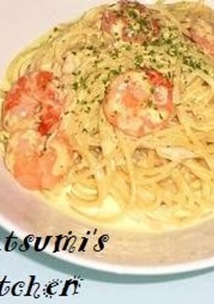A picture of Prawn and Tuna Curry Cream Pasta.