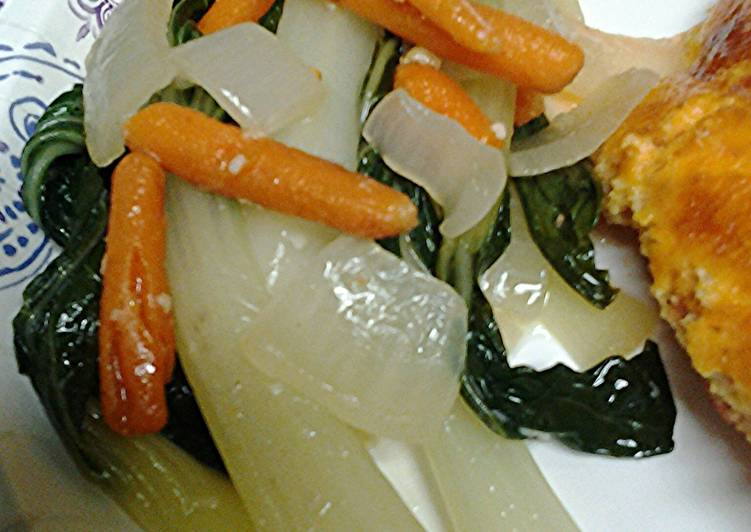 Bok choy, onion and carrots