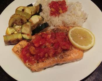 Easy Recipe Grilled Planked Salmon with Peach  Mango Salsa Delicious
